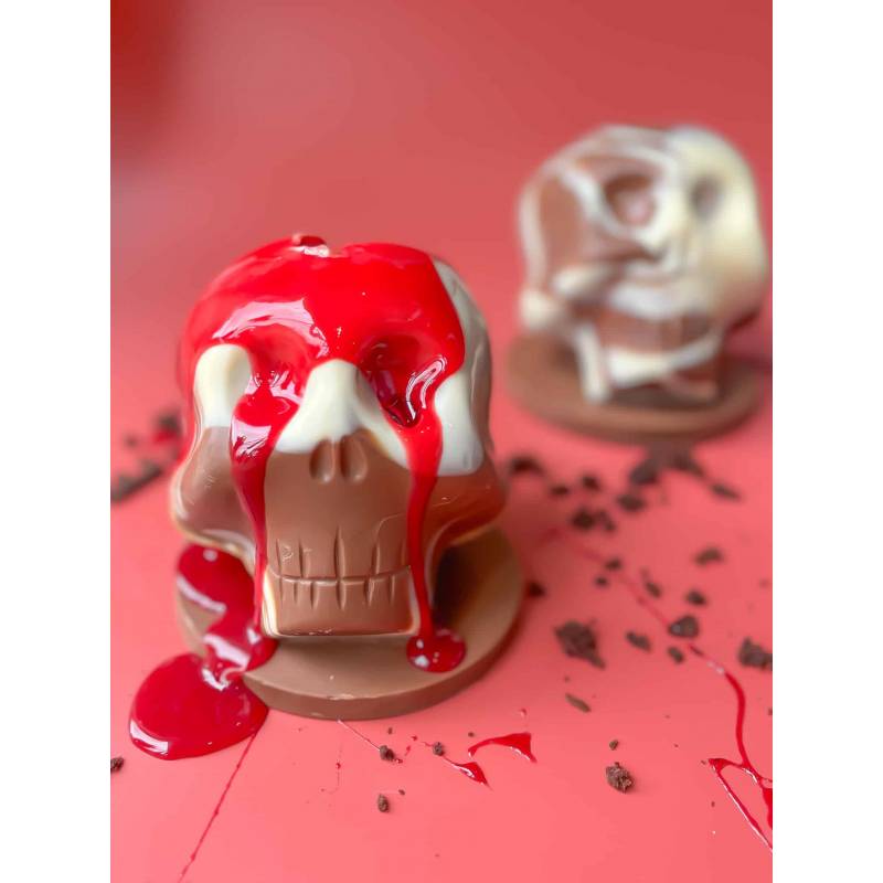 Skull Brownie Bomb with Blood Red Caramel