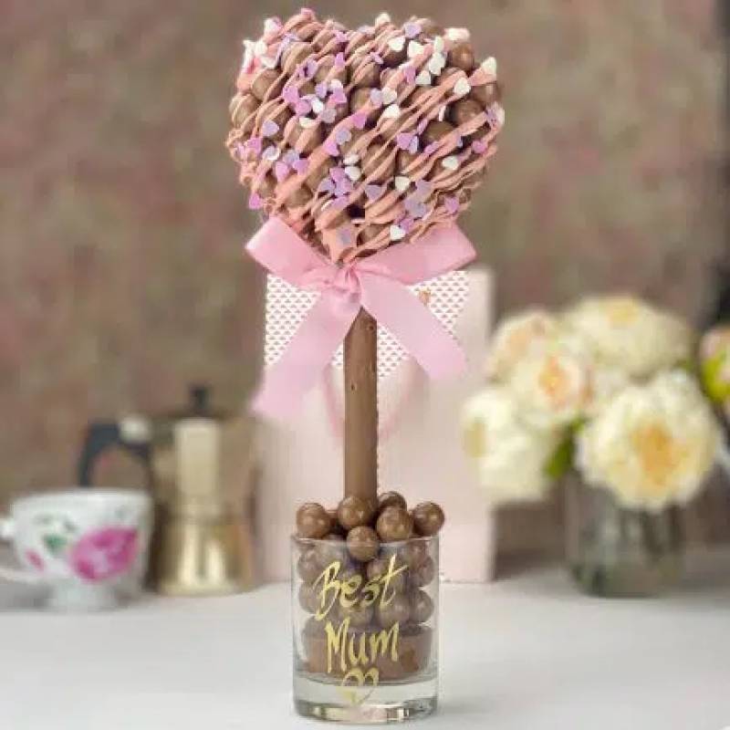 Malteser Heart Tree with Pink Drizzle and Heart Sprinkles