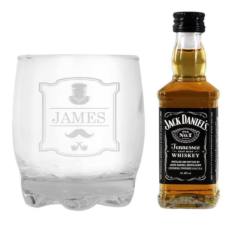 Personalised Gentlemans Tumbler and Whiskey Miniature Set