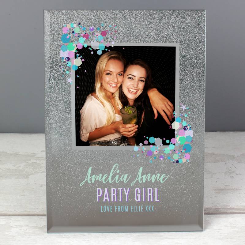 Personalised Festival Style 4x4 Glitter Glass Photo Frame